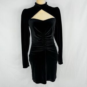 ZARA WOMEN'S BLACK VELVET MINI DRESS LONG SLEEVES SIZE MEDIUM
